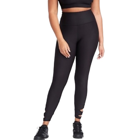 {Old Navy} "Powersoft High-Rise 7/8 Ruched Cutout Go-Dry Leggings" Stretch Pants - Picture 1 of 6